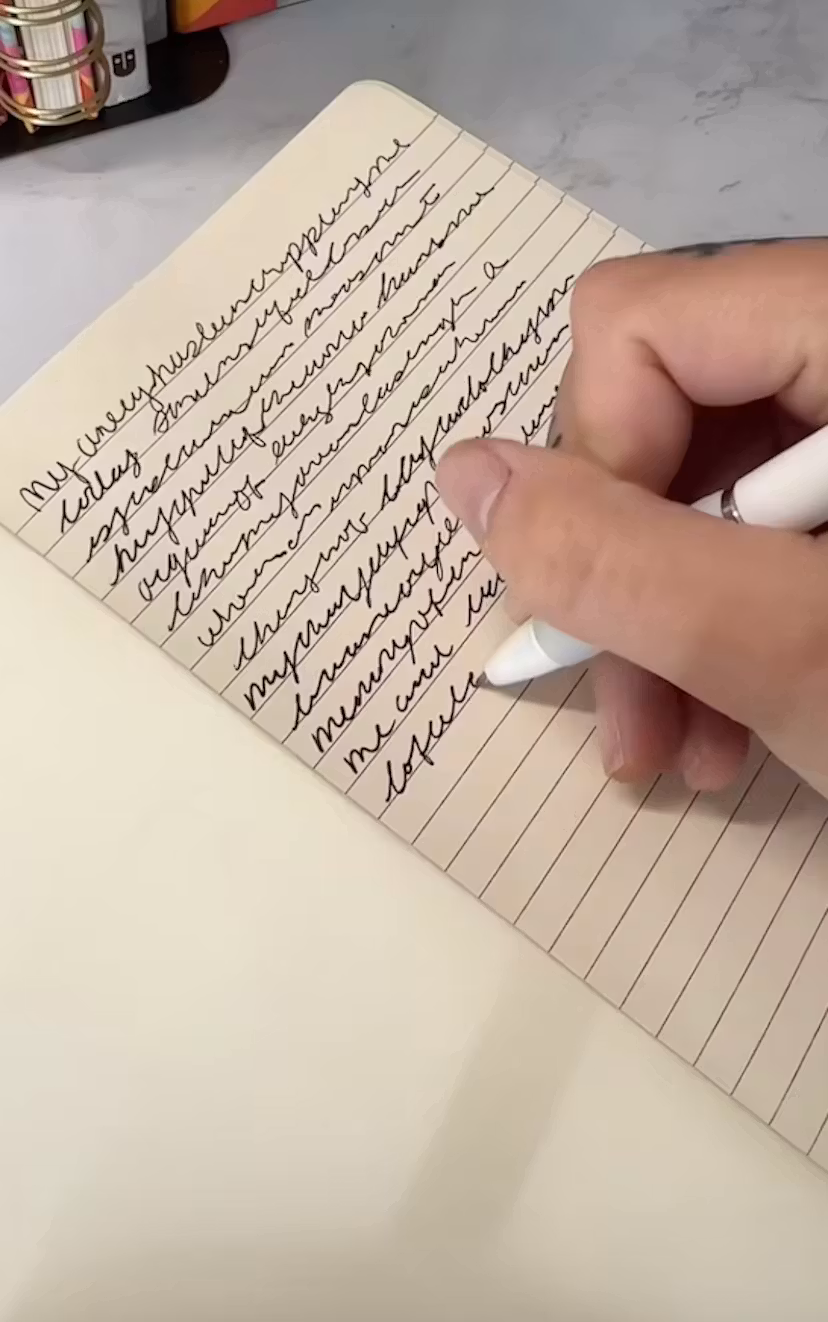 Scribbling in a notebook